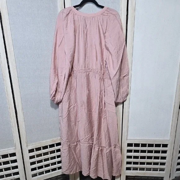 A New Day Womens Pink Long Sleeve Tiered Maxi Dress 4X NWT - Picture 3 of 3